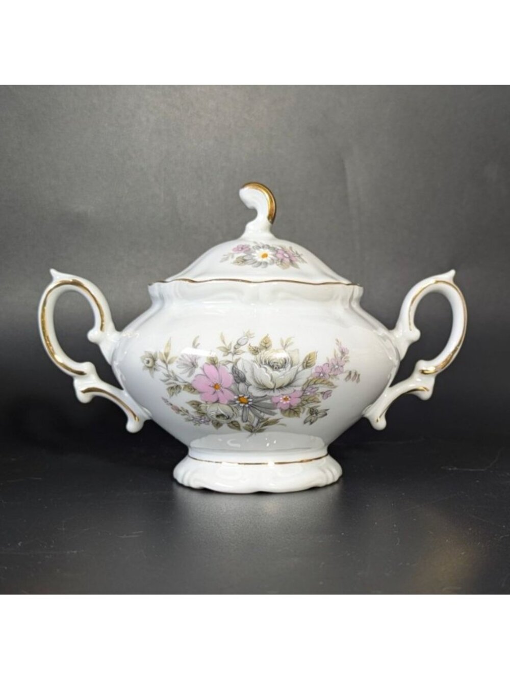 Winterling Bavaria Empress Maria Theresia Porcelain Covered Sugar Bowl Floral